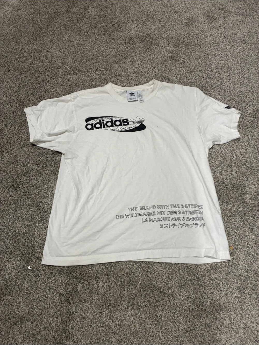 adidas White Short-Sleeve Tee with Black Logo